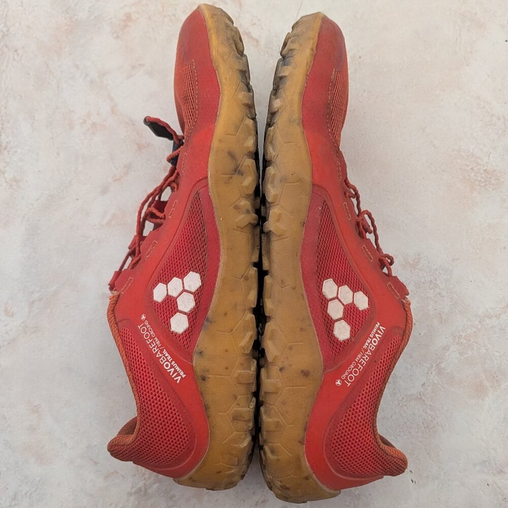 USED Vivobarefoot Mens Primus Trail II FG Textile Synthetic Fiery Coral Trainers - Picture 5 of 6